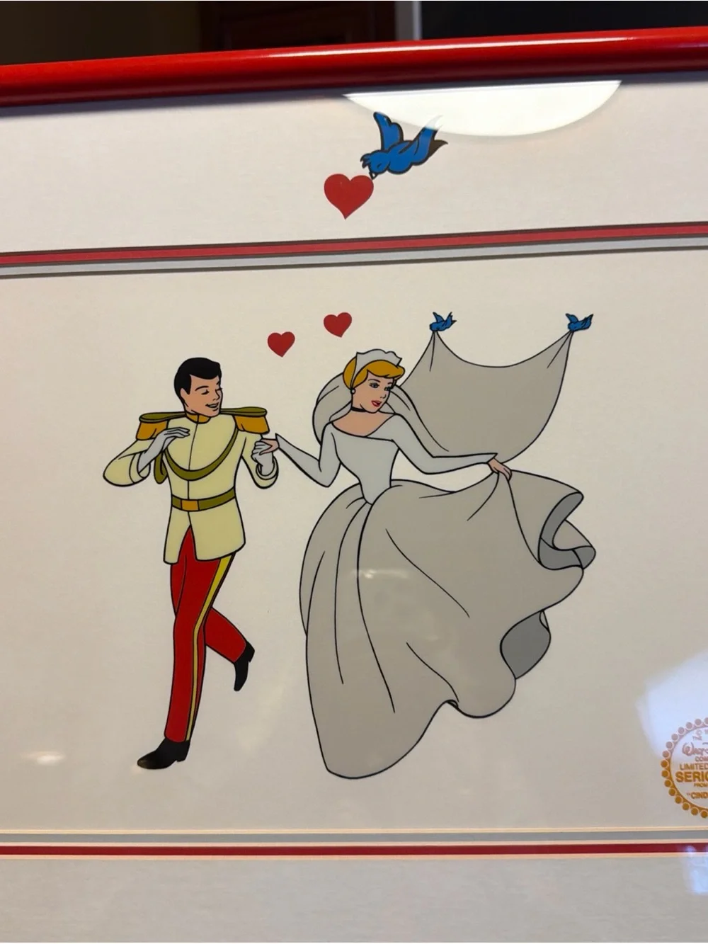 Disney Cinderella Limited Edition Serigraph Cel Framed with Certification